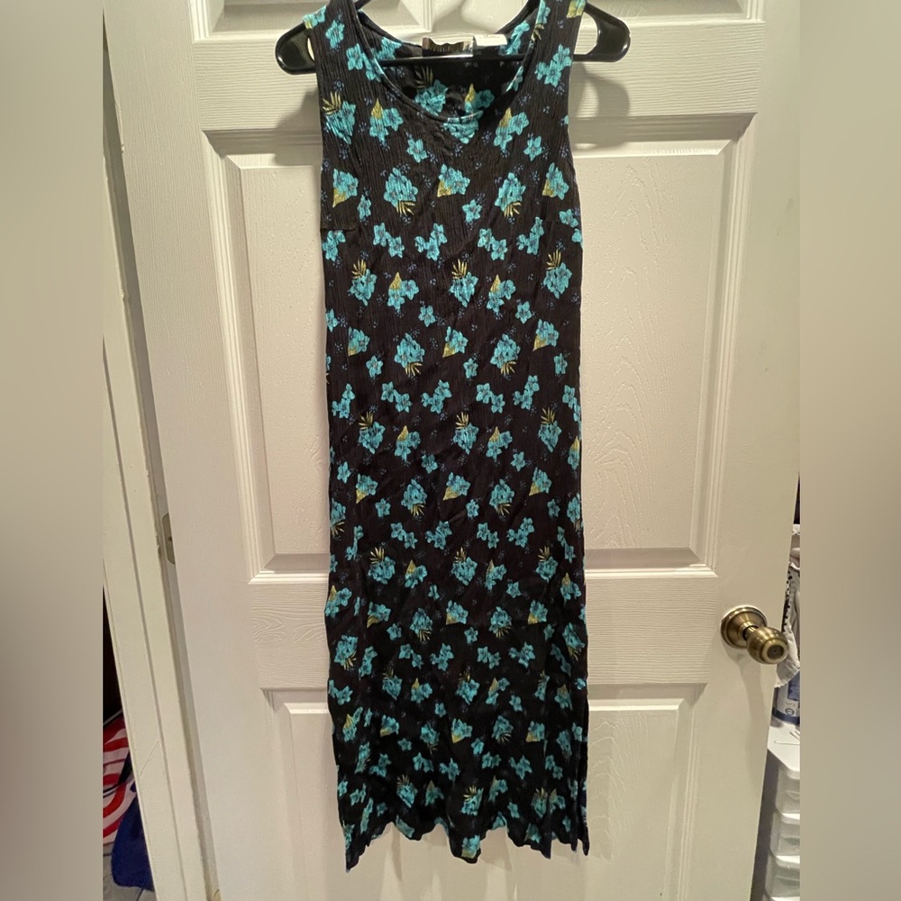 Floral Black and Blue Maxi Dress